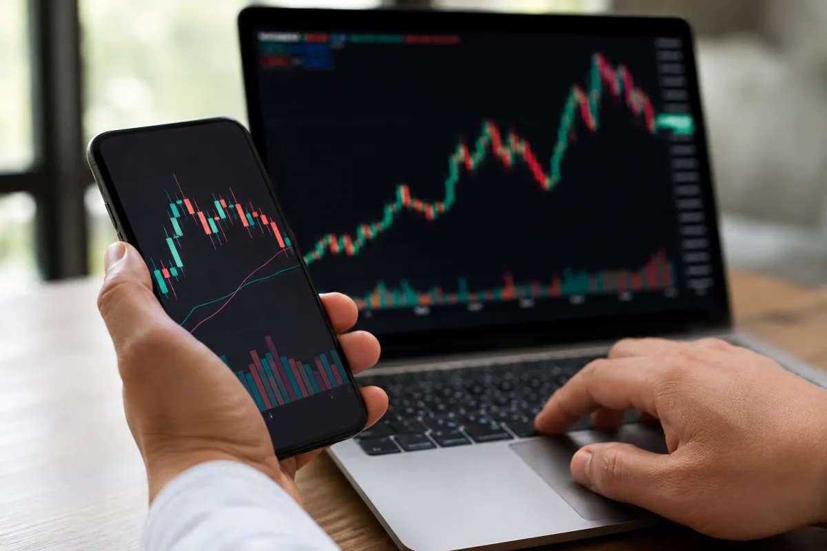 Gros plan sur un smartphone affichant un solde de compte de courtage bloqué